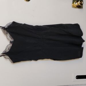 Anine Bing black silk Teddy with lace trim Sz S-XS NWT